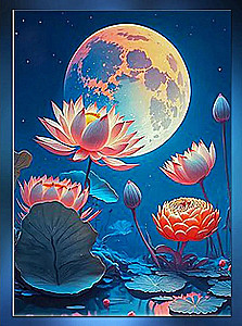 Malen nach Zahlen mit Leuchtfarbe Moon Lotus“, 40x50 cm