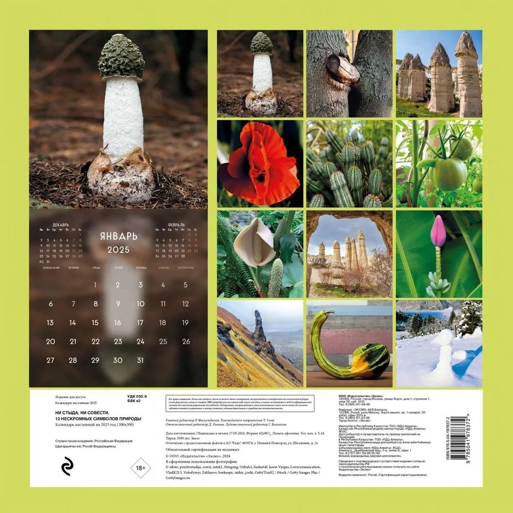 Wandkalender Keine Schande, kein Gewissen. 12 unbescheidene Symbole der Natur“ für 2025