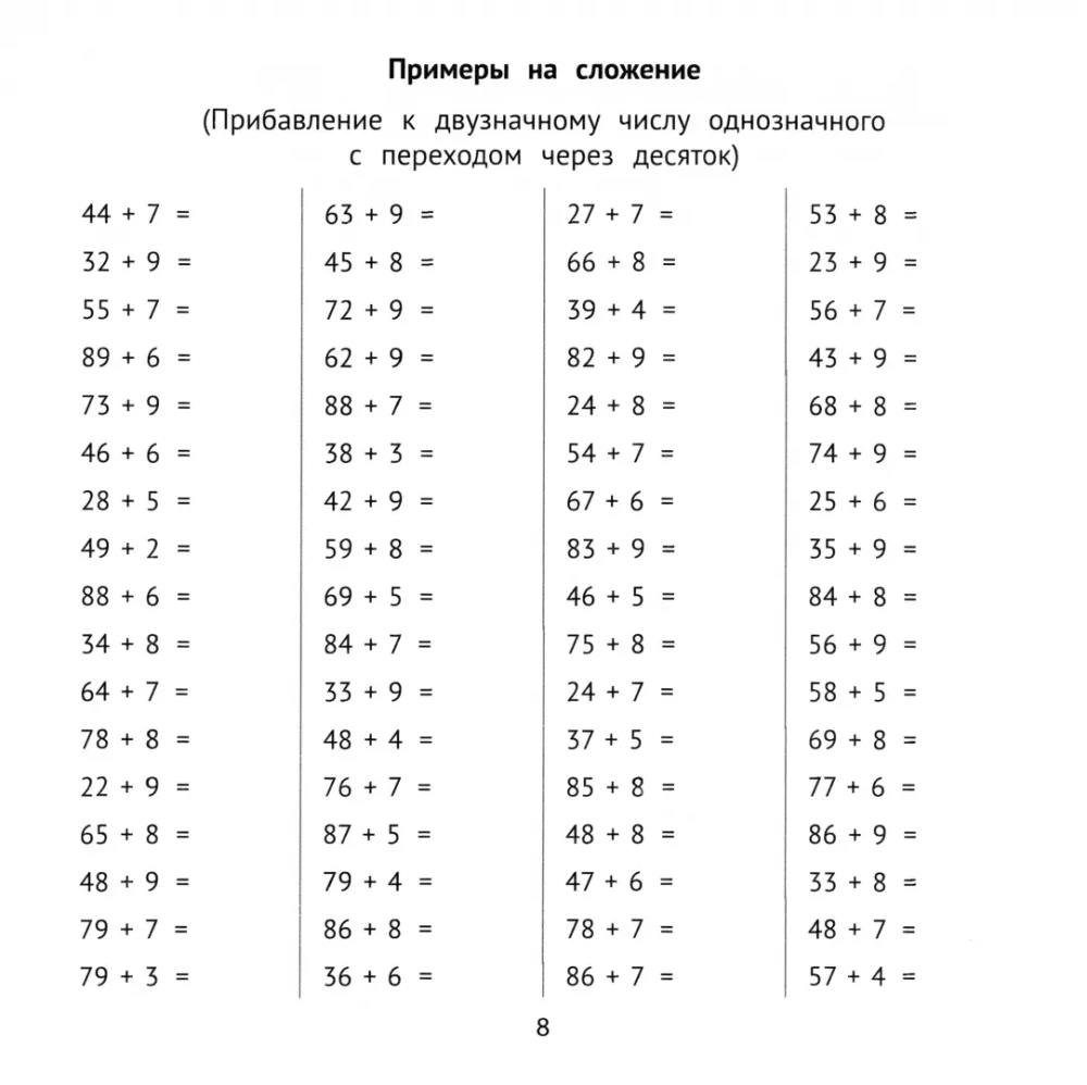 Сложение и вычитание в пред 100 за 10 минут в день