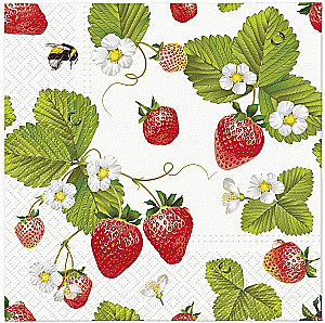 Салфетки Strawberries bees, 33x33 см, 20 штук