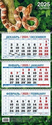 Календарь квартальный на 2025 год. Год змеи