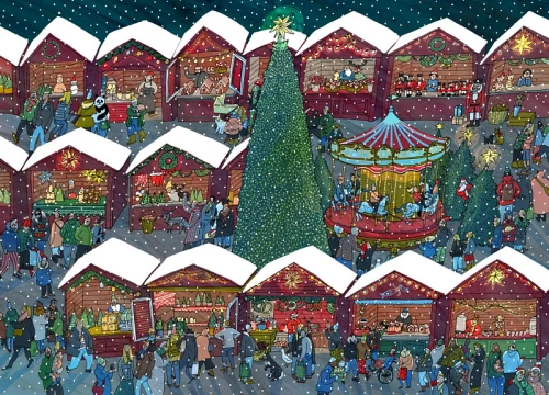 Adventskalender. Weihnachtsmarkt