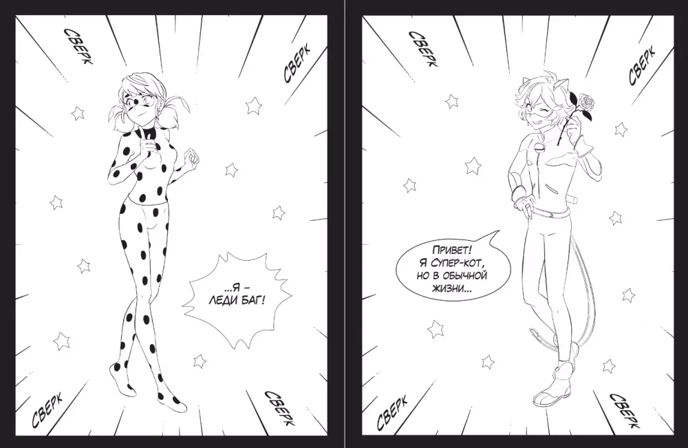 Lady Bug und Super-Kater. Ausmalbuch im Manga-Stil