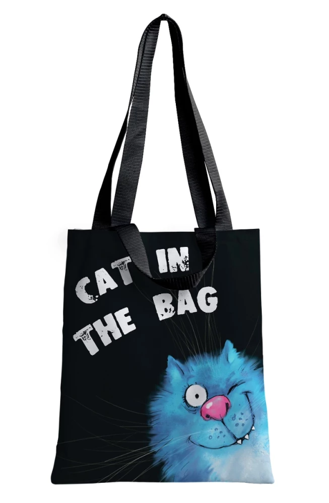 Shopper - Blaue Katzen. Katze in der Tasche