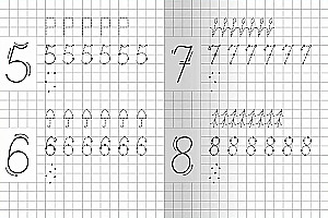 Schreibübungen mit Bezugspunkten. Trainingsheft. Buchstaben und Zahlen