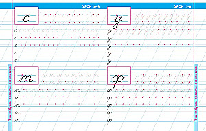 16 Lektionen des ununterbrochenen Schreibens von Kleinbuchstaben