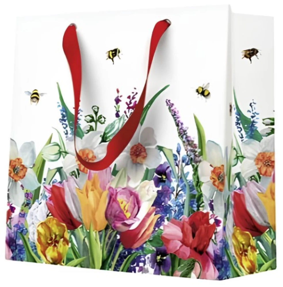 Geschenktüte - Wiese mit Bienen (17x17x6)