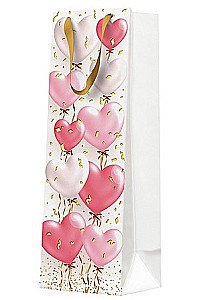 Geschenktüte - Herzballons Rose (12x37x10)