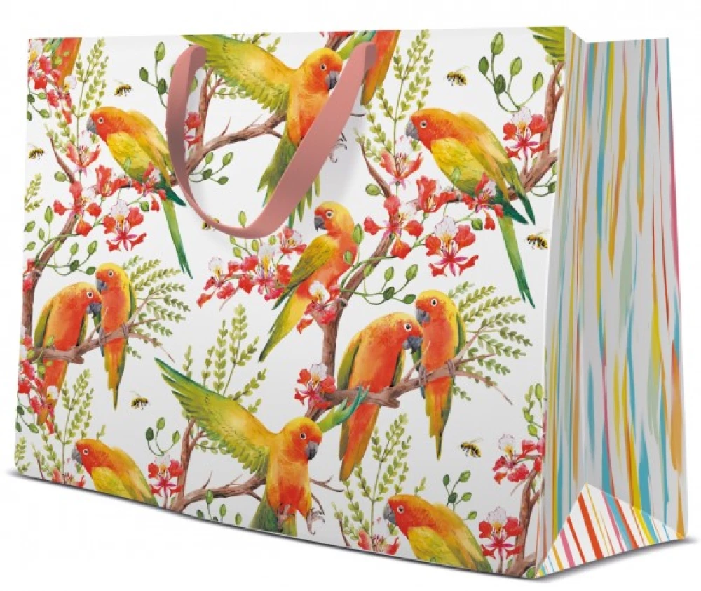 Geschenktüte - Exotischer Vogel (33,5x26,5x13)