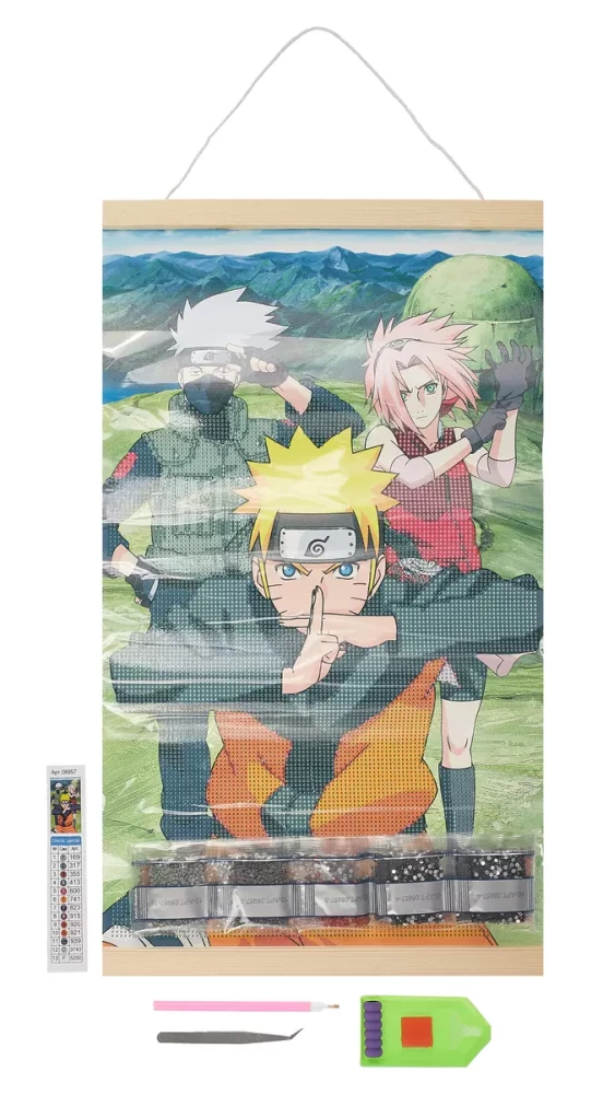 Diamantbild zum Aufhängen - Naruto. Team Nr. 7