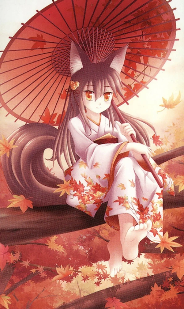 Ausmalbild nach Zahlen - Anime. Herbstgeist Kitsune