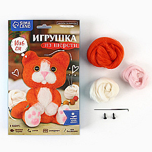 Игрушка из шерсти - Рыжий котёнок