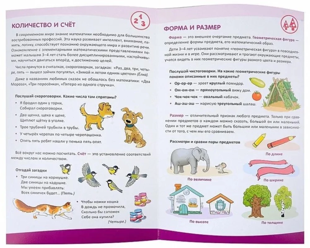 Informationstafeln. Mathematische Entwicklung von 3-4-jährigen Kindern