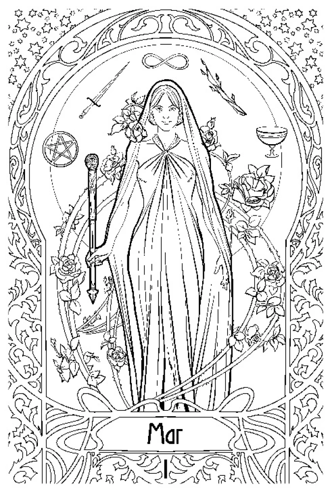 Art Nouveau Tarot. Malbuchkarten