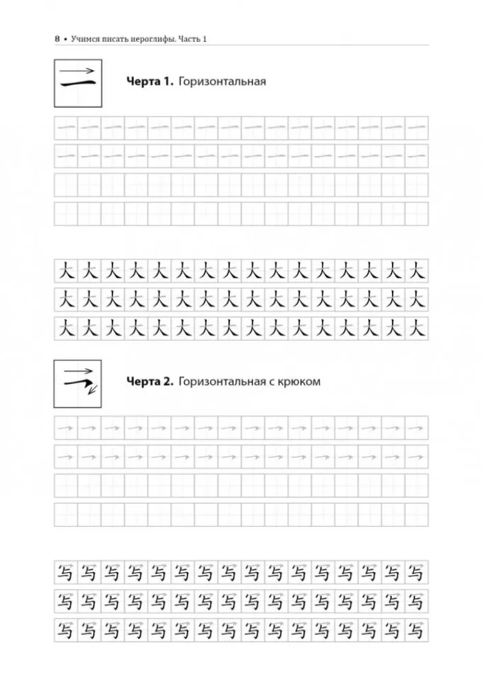 Einführungskurs in die chinesische Sprache. Lernen Sie, chinesische Zeichen zu schreiben. Schreibübungen. Teil 1