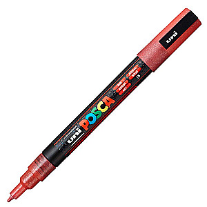 Posca pc-3ml Marker, rot mit Glitzer, 0.9 - 1.3 mm, kugelförmige Spitze