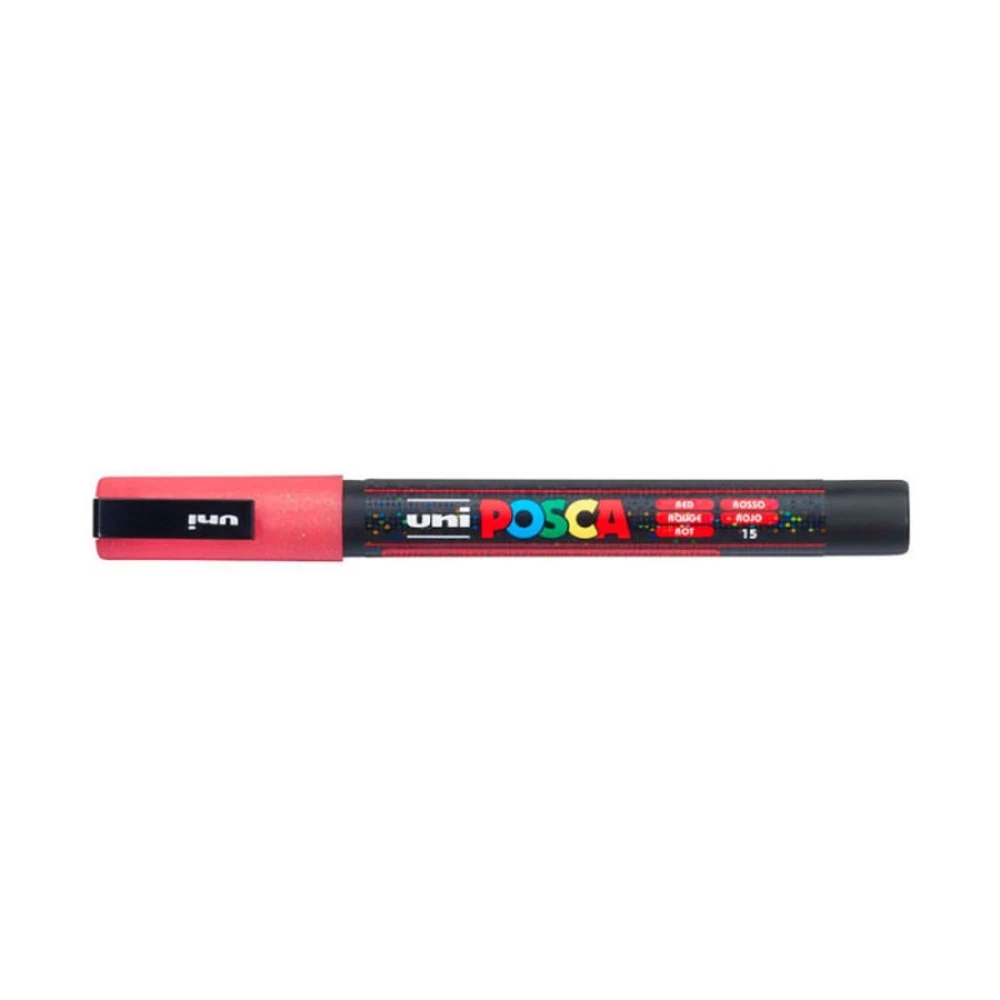 Posca pc-3ml Marker, rot mit Glitzer, 0.9 - 1.3 mm, kugelförmige Spitze