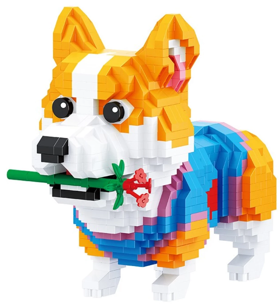 3D Konstrukteur - Balody. Corgi mit Blume, 997 Teile