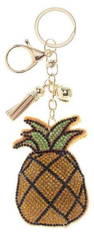 SCHLÜSSELANHÄNGER PINEAPPLE, mit Strass, Sortiment 6 Farben