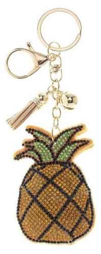 SCHLÜSSELANHÄNGER PINEAPPLE, mit Strass, Sortiment 6 Farben