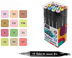 Marker-Set zum Sketchen - Fantasia, 12 Farben, Pastellfarben